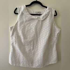 Boden White Eyelet Cotton Top - Size 16 US/20 UK